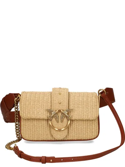 Pinko Small Love Shoulder Bag In Neutral