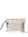 Pinko Small Metallic-leather Flap Clutch In Gold