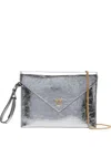 Pinko Small Metallic-leather Flap Clutch In Gray