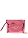 Pinko Small Metallic-leather Flap Clutch In Pink