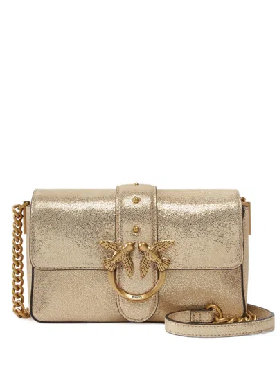 Pinko Small Mini Love Shoulder Bag In Gold