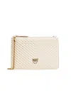 Pinko Small Quilted Nappa Leather Envelope Bag In White+white-antique Gold