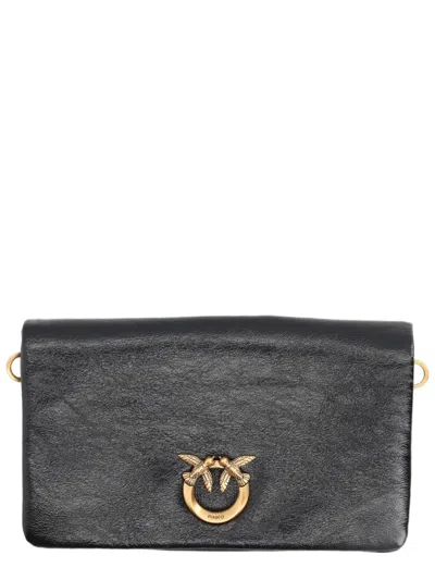 Pinko Small Rectangular Glossy Clutch In Gray