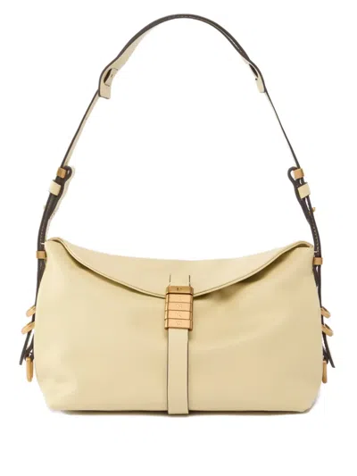 Pinko Saddle Bag Small Leather Shoulder Bag In Neutral