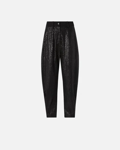 Pinko Small Sequin P-pants Trousers In Limo Black