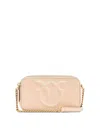 Pinko Small Crossbody Bag With Raised Love Birds Logo In Pink