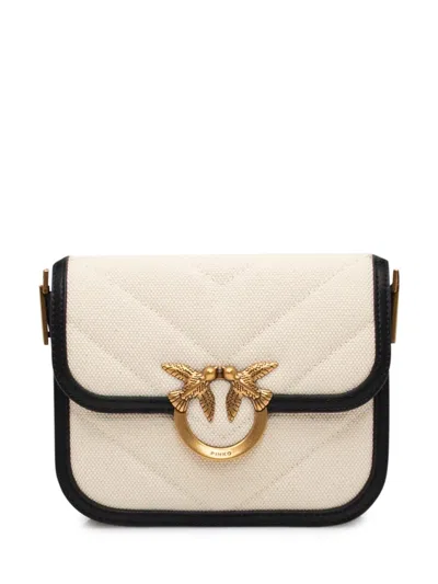Pinko Small Square Shoulder Love Bag In Canvas And Leather
