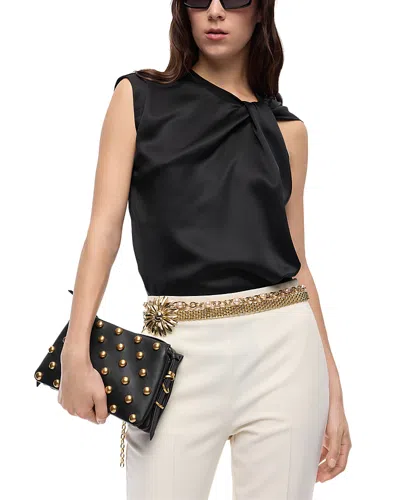 Pinko Smart Satin Asymmetric Blouse In Black