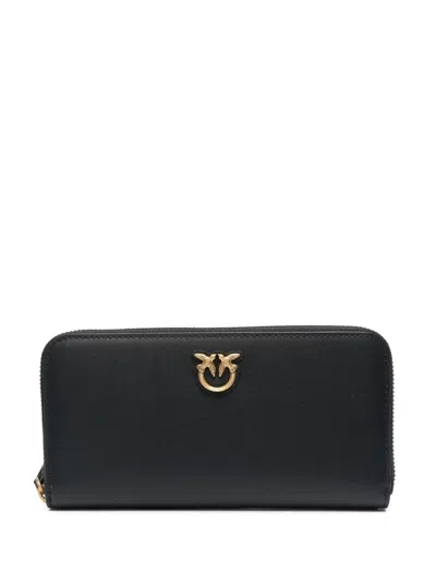 Pinko Smooth Black Leather Taylor Zip-around Wallet