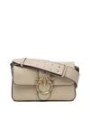 Pinko Smooth Leather Crossbody Bag In Neutral