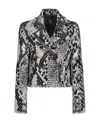 Pinko Snake-effect Jacquard Cropped Jacket In Black