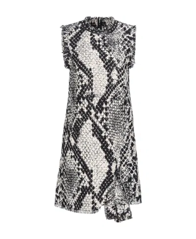 Pinko Snake-effect Jacquard Shift Dress In Gray