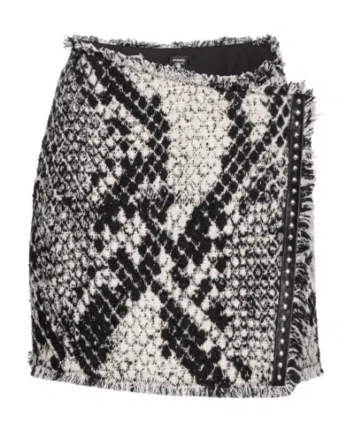 PINKO SNAKE-EFFECT JACQUARD WRAP SKIRT