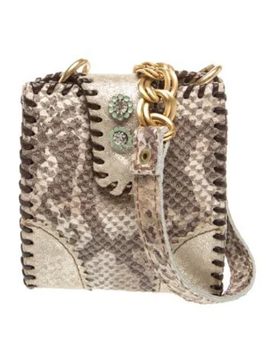 Pre-owned Pinko Snakeskin Clutch In Neutral