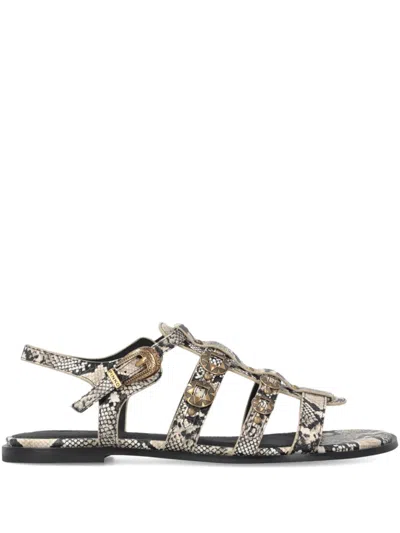 Pinko Snakeskin-effect Buckled Sandals In Animal Print