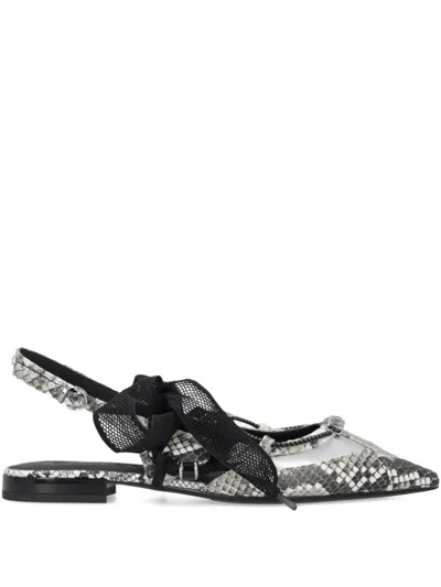 Pinko Snakeskin-effect Flat Pumps In Gray