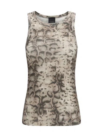 Pinko Snakeskin-print Tank Top In Brown