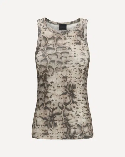 Pinko Snakeskin-print Tank Top In Brown