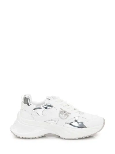 PINKO PINKO WHITE AND SILVER SNEAKERS