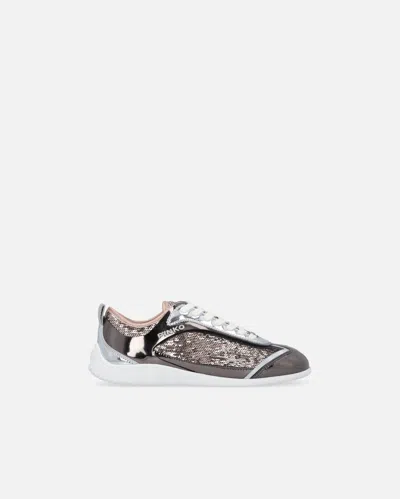 Pinko Sneakers À Paillettes Et Empiècements Métallisés In Multi