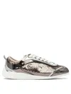 Pinko Reby 10 Mirror Fabric Sneakers With Sequins In Brown