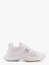 Pinko Ariel Leather Mesh And Leather Sneakers With Love Birds Detail In Animal Print