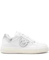 Pinko White Leather Sneakers With Metallic Accents In White