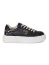 Pinko Leather Sneakers With Platform Sole In Black