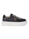 Pinko Yoko 06 Metallic-trim Platform Sneakers In Black