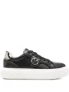 Pinko Vitello And Polyurethane Sneakers In Black