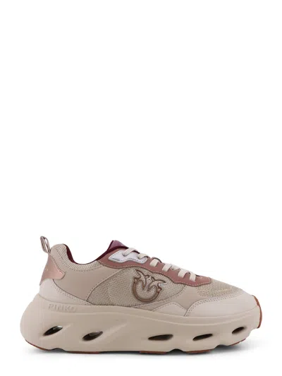 Pinko Nylon Sneakers With Leather Inserts In Pink