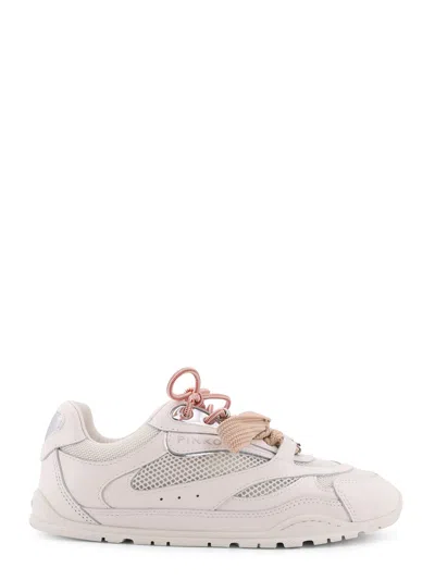 Pinko Yulia Mesh Sneakers With Leather Inserts In Neutral