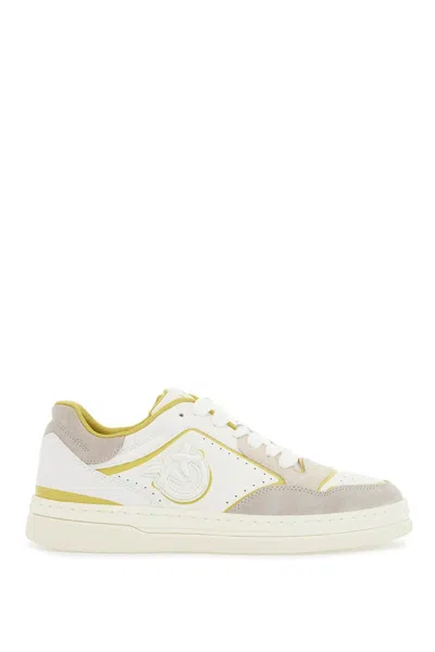 Pinko Sneakers Mandy 08 In White Leather With Lime Details For Women