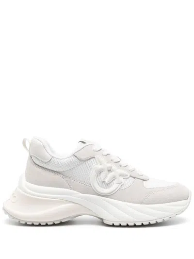 Pinko Love Birds Lace-up Sneakers In Bianco