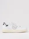 Pinko White Leather Sneakers With Metallic Accents In White