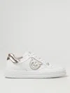 Pinko Logo-embroidered Leather Sneakers In Weiss
