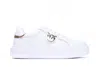 Pinko Lace-up Flatform Sneakers With Leather-effect Fabric In White