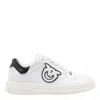 Pinko Chaussures De Tennis En Cuir Avec Logo Noir Et Blanc In White
