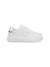 Pinko Yoko 12 Leather Sneakers With Lateral Love Birds Detail In White