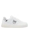 Pinko White Leather Sneakers With Metallic Accents In White