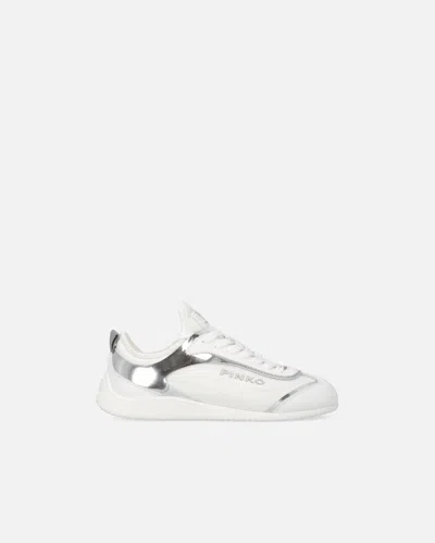 Pinko Sneakers With Mirror-finish Inserts And Love Birds Logo In White