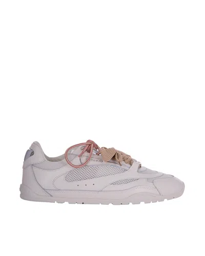 Pinko Minimalist White Sneakers With Technical Mesh In Purple