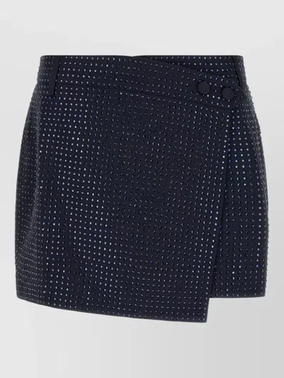 Pinko Soave Tailored Rhinestone High Waist Shorts In Blue