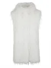 Pinko Soft Fur-effect Aspen Fabric Gilet With High Collar In White