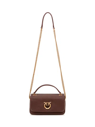 Pinko Soft Horizon Chain Click Mini Handbag In Castano Intenso