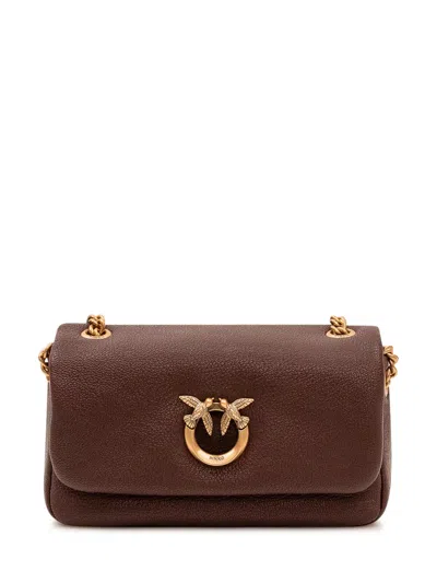 Pinko Soft Horizon Chain Click Mini Handbag In Castano Intenso