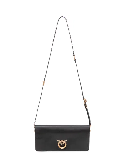 Pinko Soft Horizontal Mini Shoulder Bag In Nero/antique Gold