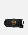 Pinko Soft Leather Love Bag Large Shoulder Bag In Nero-antique Gold