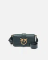 Pinko Leather Shoulder Bag In Scarab Green-antique Gold
