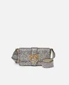Pinko Soft Mini Love Bag Reptile Polka Dots Bag With Shoulder Strap In White/black-antique Gold